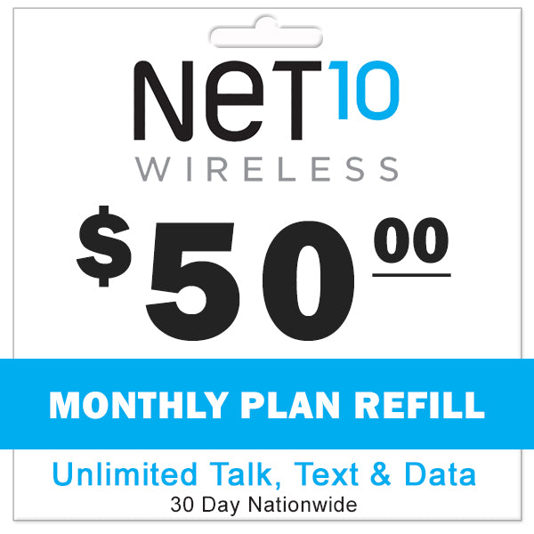 Net10 Wireless Monthly Plan Refill PrePaid Phone Zone