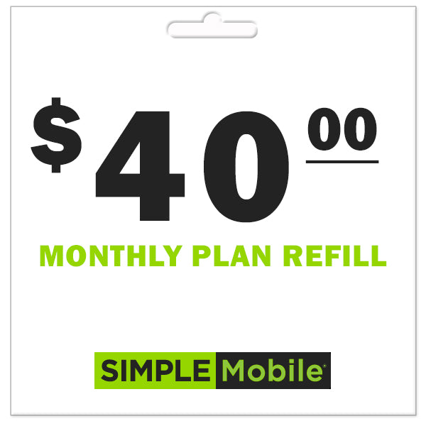 Simple Mobile Monthly Plan ReUp Refill Instant Payment PrePaid