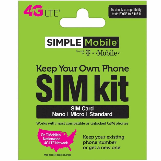 Simple Mobile SIM Card Kit PrePaid Phone Zone
