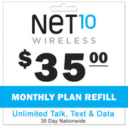 Net10 Wireless Monthly Plan Refill