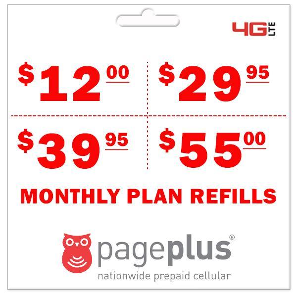 Page Plus Monthly Plan Refill PrePaid Phone Zone