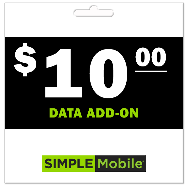 Simple Mobile Data AddOn Plans PrePaid Phone Zone