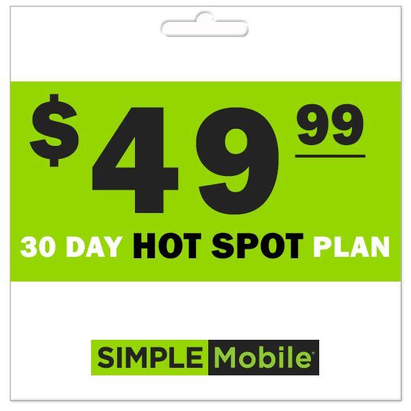 Simple Mobile 30Day Hotspot Plans PrePaid Phone Zone