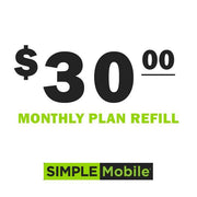 Simple Mobile Monthly Plan ReUp Refill - Instant Payment - PrePaid Phone Zone