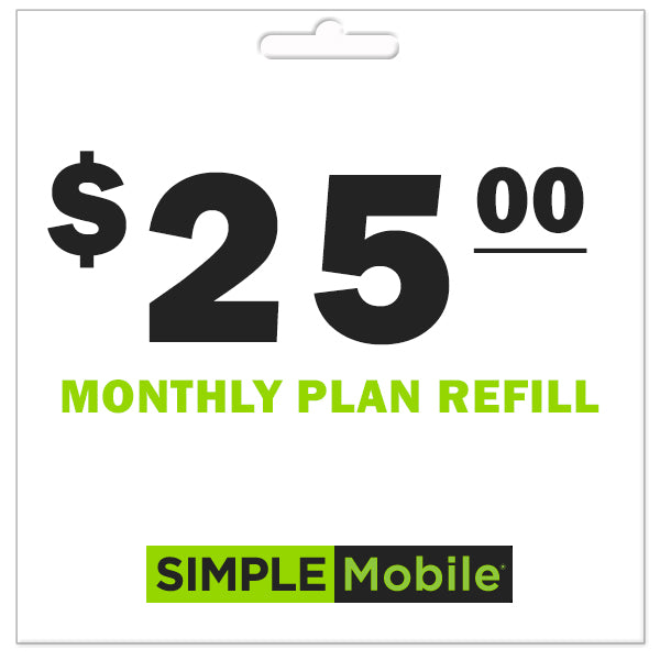 Simple Mobile Monthly Plan ReUp Refill Instant Payment PrePaid